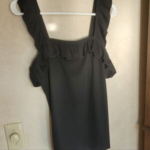 Black Ruffled Tank Top Medium Excellent Condition